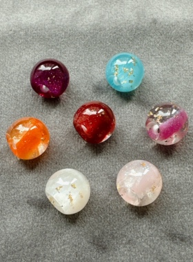 八颗装10mm新中式国风树脂金箔侧孔圆珠纽扣女装旗袍汉服唐装辅料