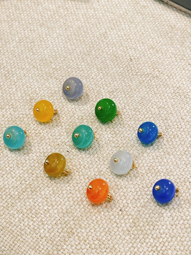 五颗装新中式国风汉服旗袍辅料6*10mm猫眼闪通透扁珠纽扣
