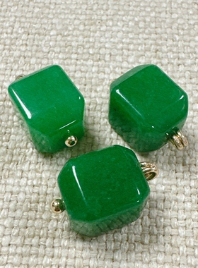 11mm新中式国风绿色天然石方块方珠扣子旗袍汉服古装香云纱宋锦