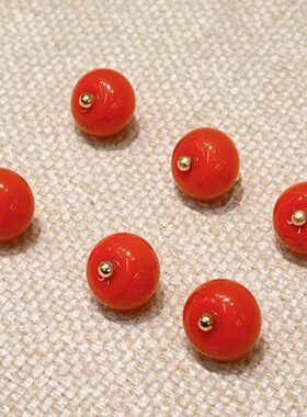 国风服饰辅料扣子仿玉石琉璃橘色算盘珠10mm新中式旗袍