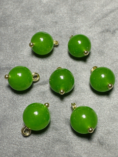 服饰国风扣子衣服辅料 汉服唐装 XITI 10mm天然玉石菠菜绿旗袍衬衫