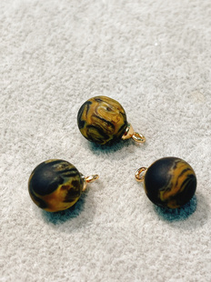 溪缇新中式国风汉服旗袍辅料10mm原木黑金带角纽扣香云纱丝绒