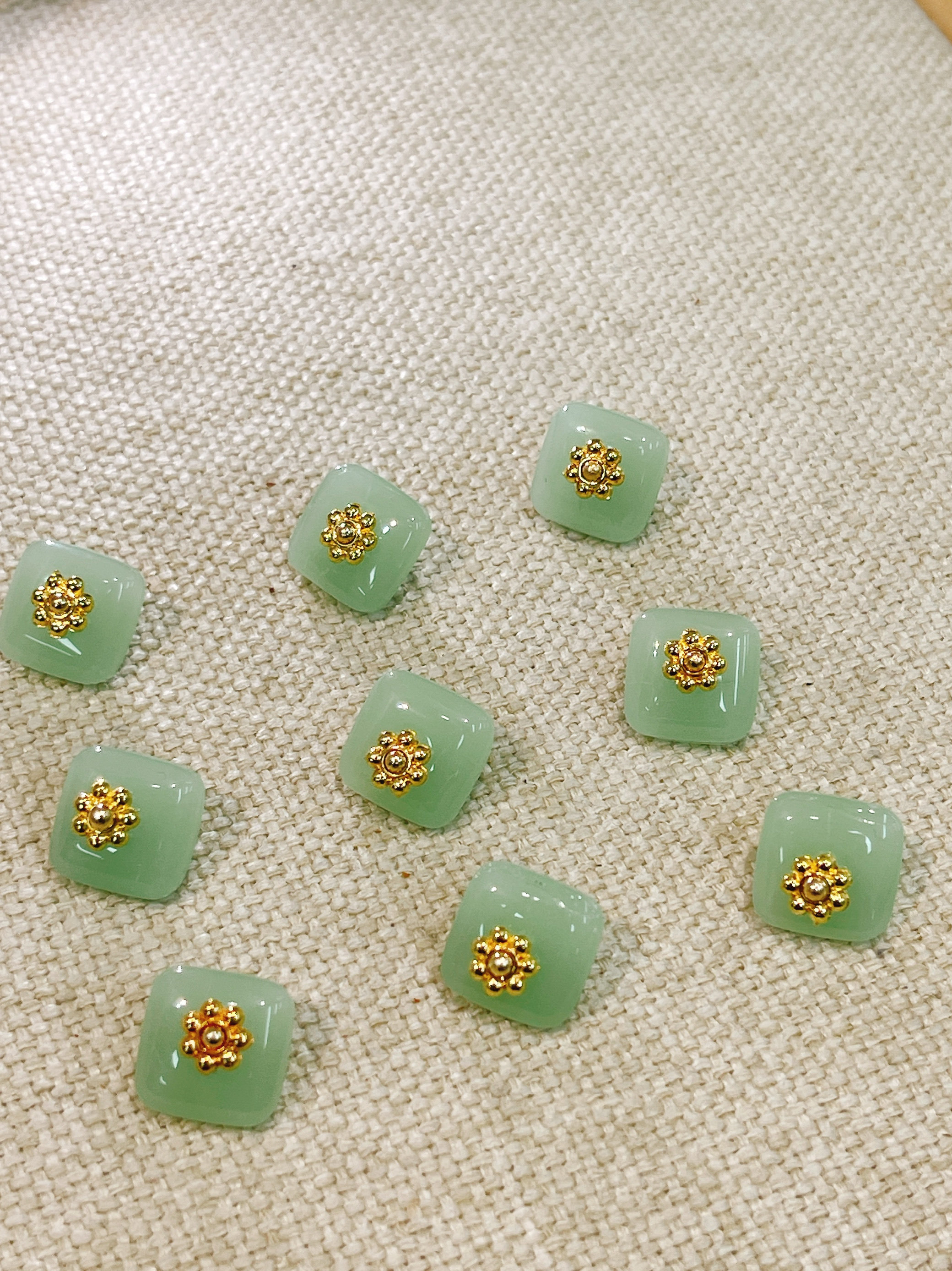 花朵旗袍汉服扣子仿玉石琉璃花蕊古风服饰盘扣复古裙子衣服纽扣图片