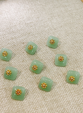 花朵旗袍汉服扣子仿玉石琉璃花蕊古风服饰盘扣复古裙子衣服纽扣