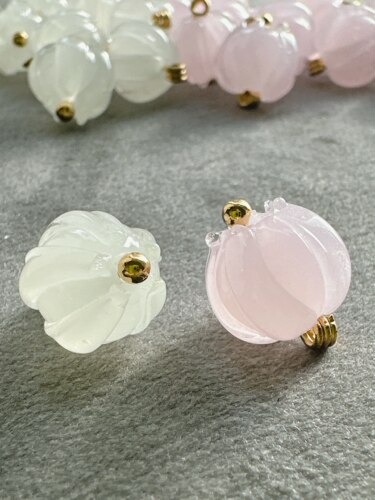 12mm新中式国风白色/粉色莲花珠扣子旗袍汉服古装宋锦辅料配饰扣