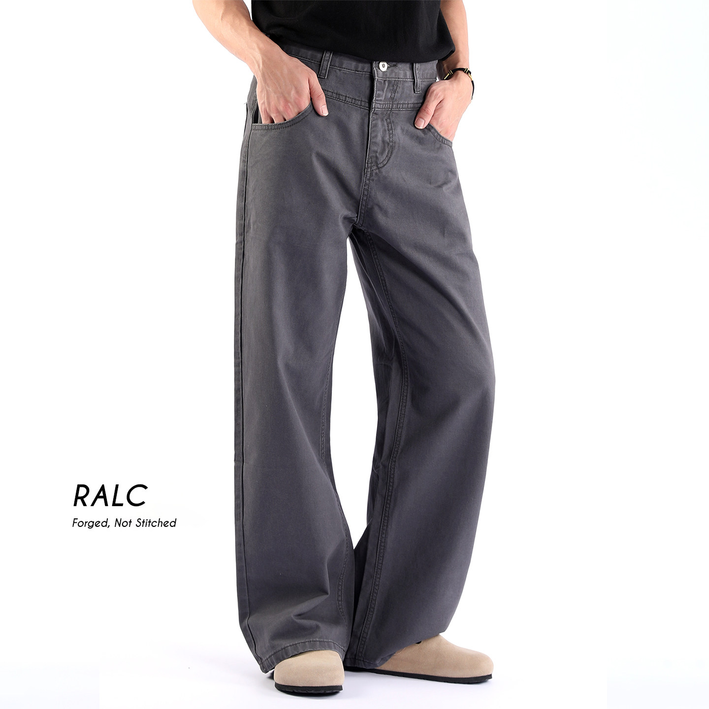 RALC复古做旧宽松直筒牛仔裤男图片