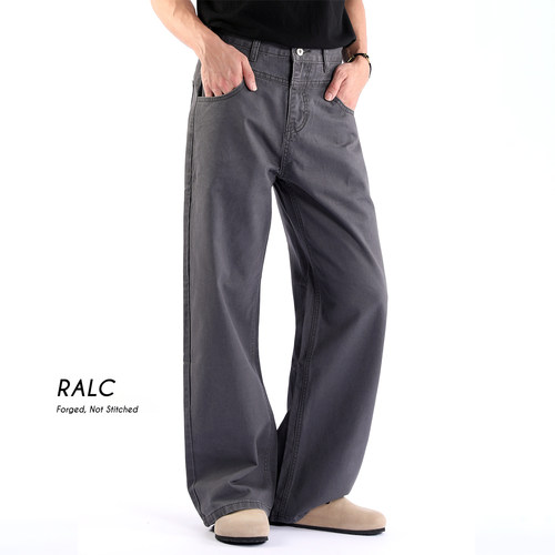 RALC复古做旧宽松直筒牛仔裤男