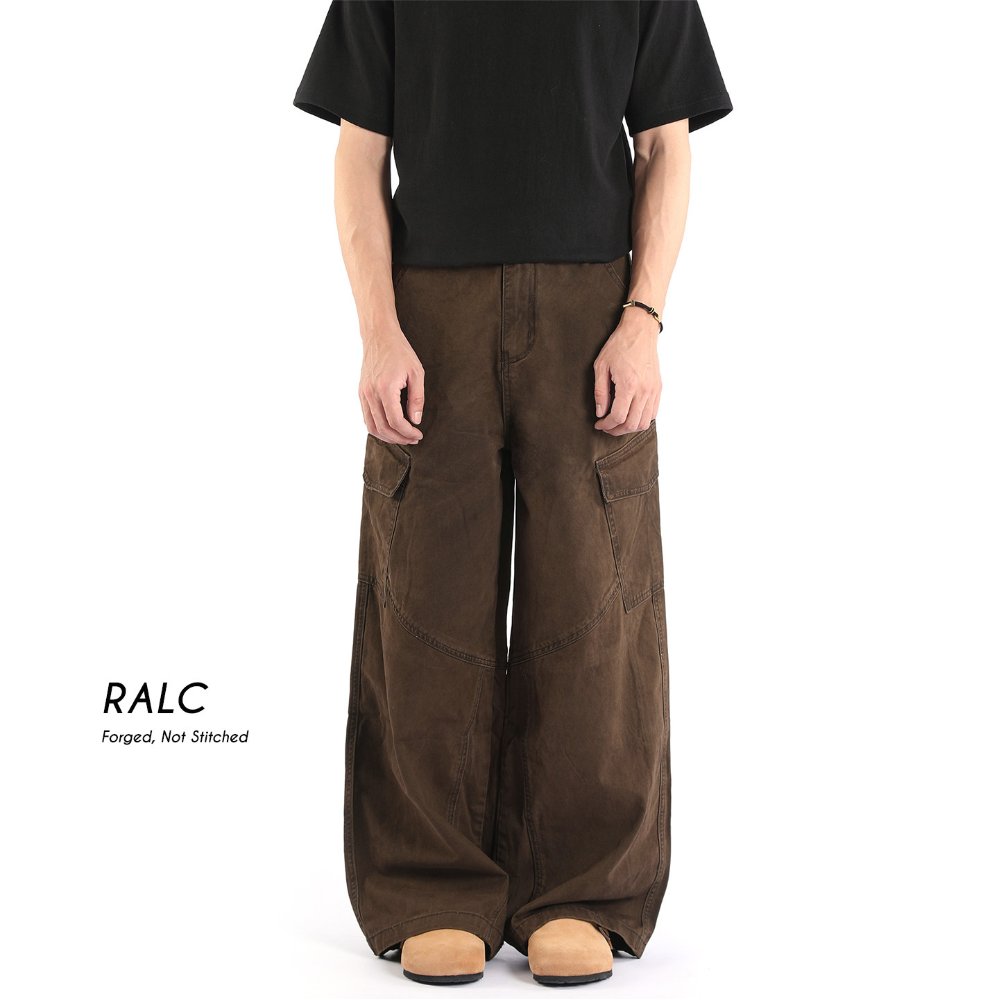RALC美式复古工装阔腿牛仔裤男图片