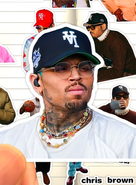 克里斯布朗贴纸高清防水流行乐男歌手Chris Brown装饰画贴行李箱