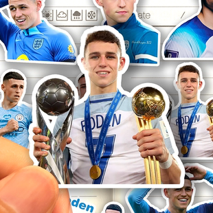 菲尔福登贴纸高清防水足球运动员Phil Foden装饰贴画贴手机壳手账