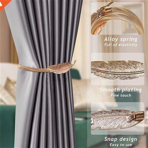 4 Pack Curtain Tiebacks,Simple Leaves Curtain Clip Spring So_虎窝淘