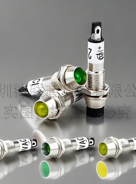 （10个）XD8-1 8MM 6V12V/24V/220V LED电源信号灯 红/绿/黄/蓝色