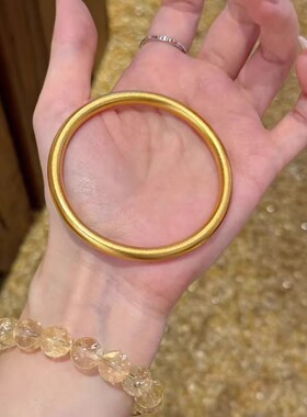 金店同款沙金仿真金素圈传承手镯简约新中式古法实心手环结婚999