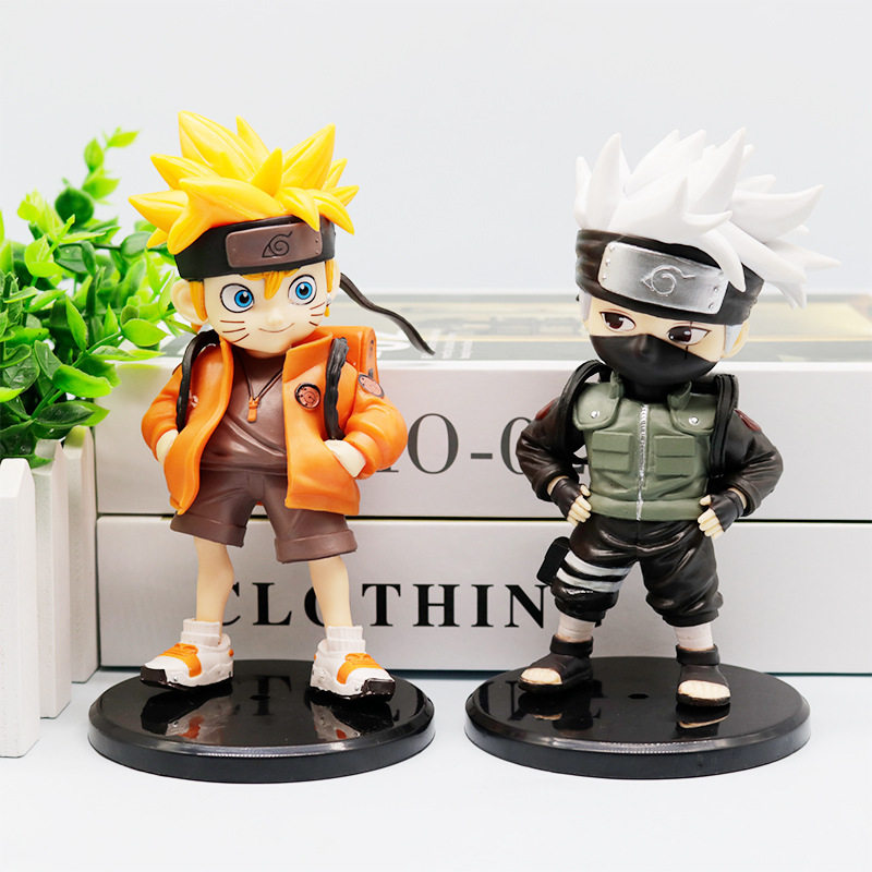 q版动漫火影鸣人卡卡西手办背包模型 桌面装饰带底座车载摆件