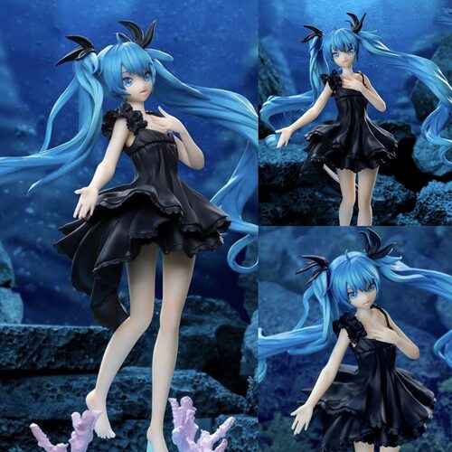 深海少女初音手办未来黑色礼服二次元美少女摆件模型景品批发代发
