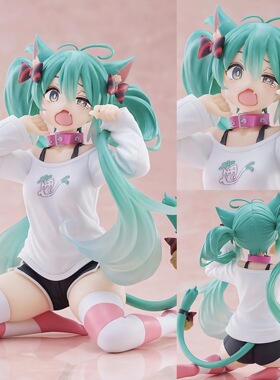 批发代发猫耳初音手办短袖睡衣初音手办景品模型动漫美少女桌摆件