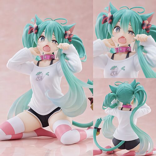 批发代发猫耳初音手办短袖睡衣初音手办景品模型动漫美少女桌摆件
