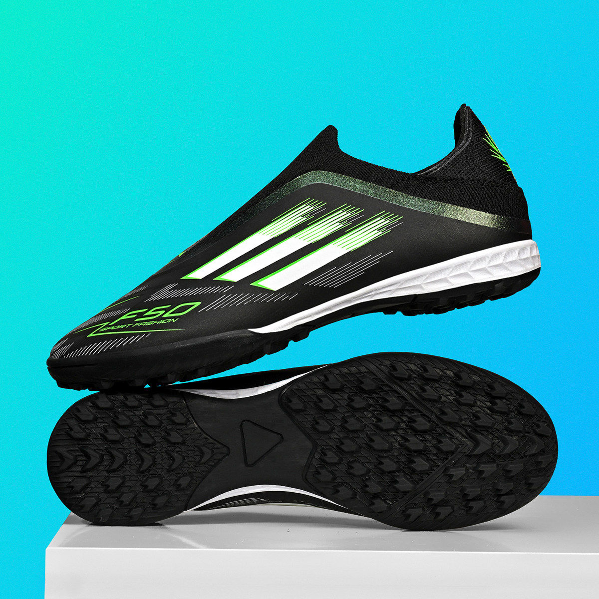 2026新款F50儿童足球鞋免系带男女款碎钉长钉成人飞织比赛训练鞋