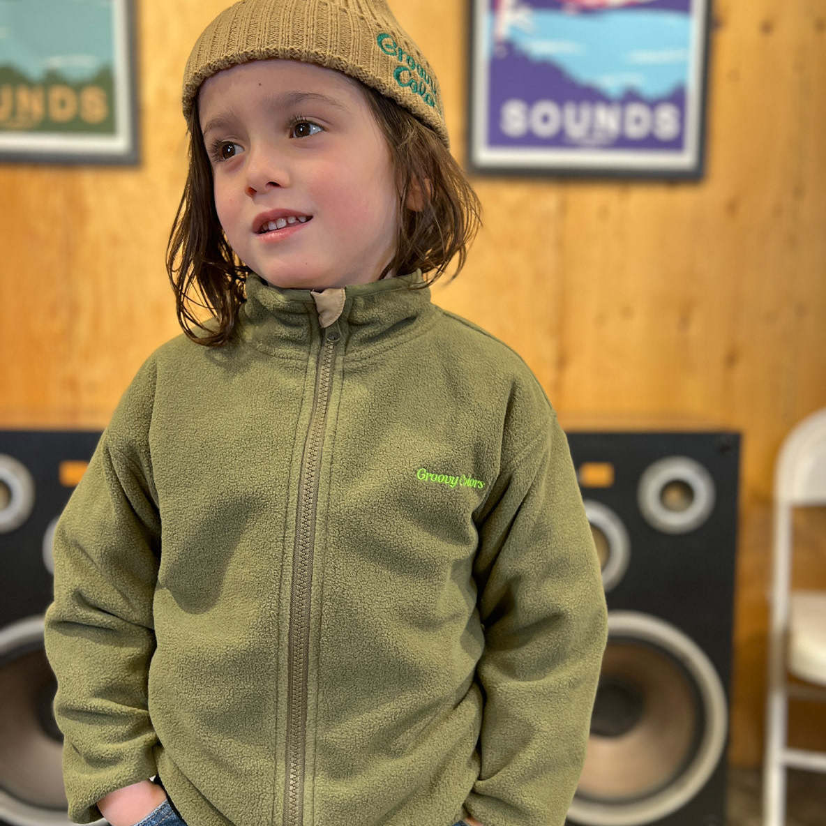 日本代购 童装 GROOVY COLORS 两面穿加绒保暖蓄热加绒立领外套