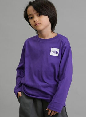 日本代购 童装 THE NORTH FACE 北脸小logo休闲柔软易干燥长袖T恤
