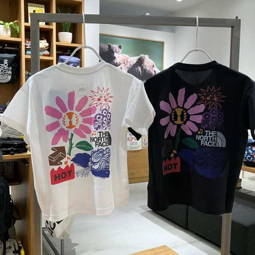 日本代购 童装 THE NORTH FACE 北脸限量凉感速干凉爽印花短袖T恤