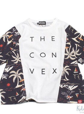 国内现货 日本代购 童装CONVEX 纯棉拼接印花蝙蝠袖宽松短袖T恤