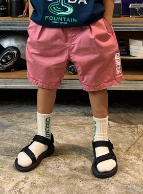 日本代购 童装 Groovy Colors 纯棉logo褶皱腰宽松口袋五分短裤