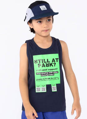 Kiddielove 日本代购 童装 THE PARK SHOP 纯棉方格海报无袖背心T