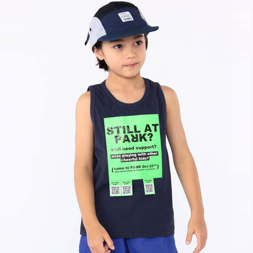 Kiddielove 日本代购 童装 THE PARK SHOP 纯棉方格海报无袖背心T