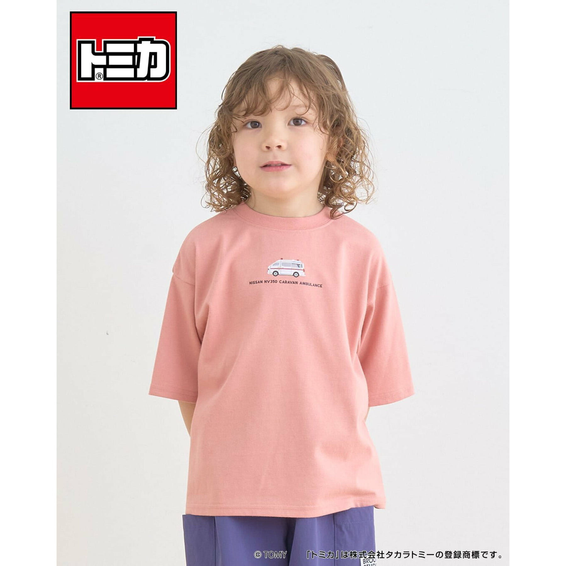 Kiddielove 日本 童装 bRoom 棉质tomica合作前后两穿宽松短袖T恤图片