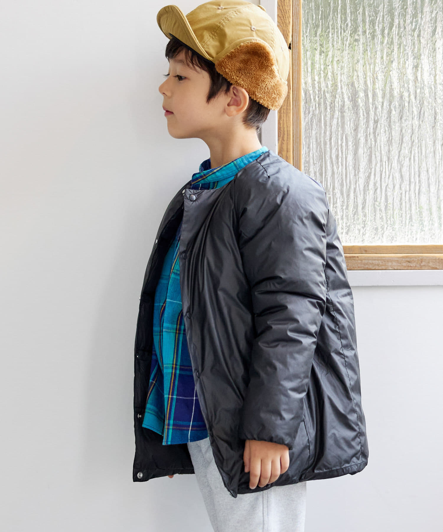 Kiddielove 日本代购 童装 FORKS. CLOUDMAX夹棉保暖纯色无领外套