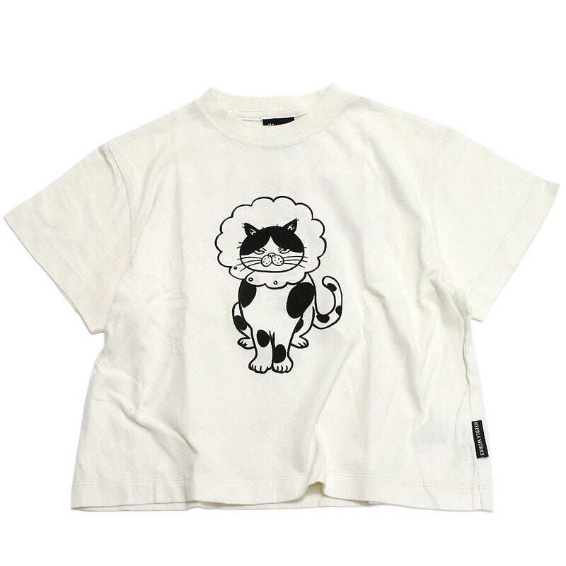 Kiddielove 日本代购 童装 NEWO 纯棉项圈猫图案宽松百搭短袖T恤