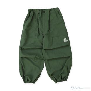 国内现货 日本 童装 GROOVY COLORS尼龙膝盖褶皱刺绣宽松休闲长裤