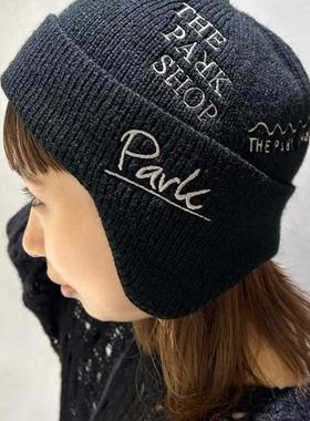 日本代购 童装 THE PARK SHOP 刺绣字母针织保暖护耳毛线帽