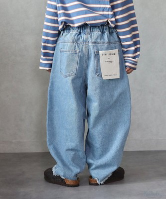 纯棉丹宁布阔腿宽松气球牛仔裤