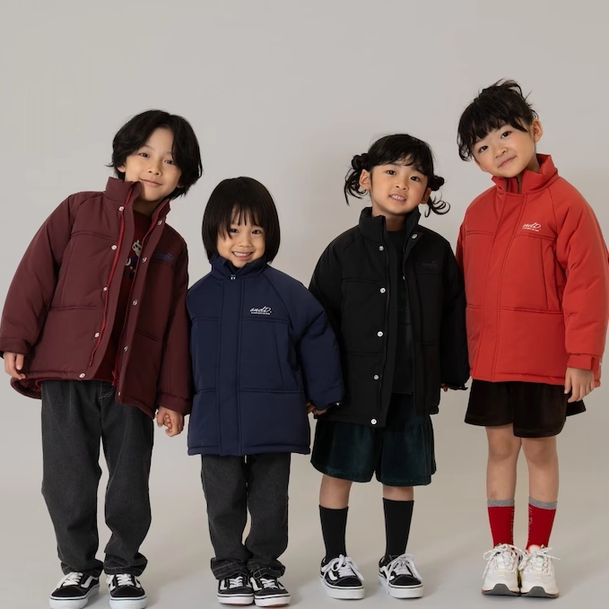 日本代购 童装 petitmain 中夹棉保暖纯色立领防风中长版棉服外套