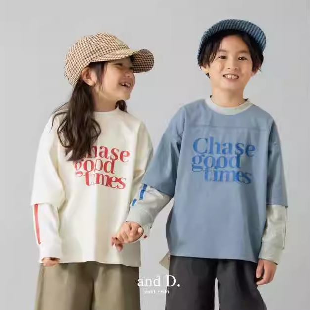 Kiddielove 日本代购 童装 petitmain 纯棉条纹袖假两件长袖T恤