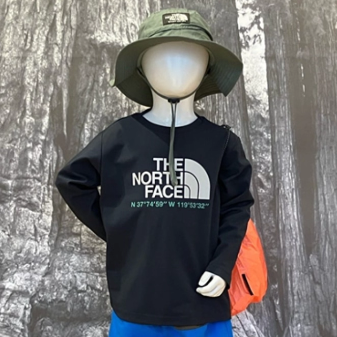 日本代购 童装 THE NORTH FACE 北脸限量大logo防晒uv速干长袖T恤
