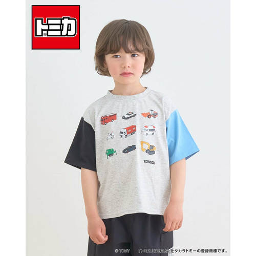 Kiddielove 日本 童装 bRoom 棉质tomica合作图案拼色宽松短袖T恤