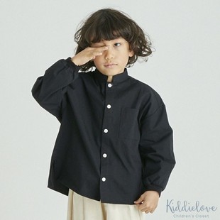 可亲子纯棉立领宽版 童装 部分现货 FOV 衬衫 日本代购 口袋长袖