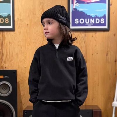 立领半开拉链logo套头卫衣