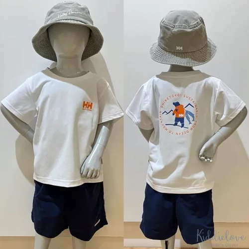 Kiddielove 日本代购 童装 HH 棉质透气易干燥熊插画百搭短袖T恤