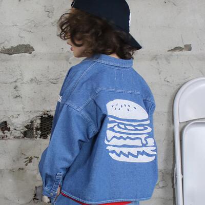 纯棉翻领汉堡宽版牛仔衬衫外套