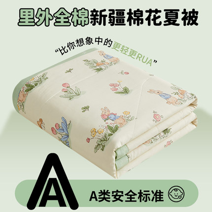 A类纯棉棉花被里外全棉夏凉被空调被夏被儿童薄被子1米5一米五1.5