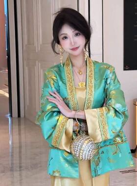 新中式两件套套装女2025新款秋季轻国风轻奢高级感系带上衣吊带裙