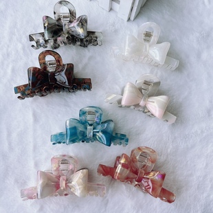 韩版醋酸立体蝴蝶结9cm抓夹时尚百搭气质款女洗澡外出盘发鲨鱼夹