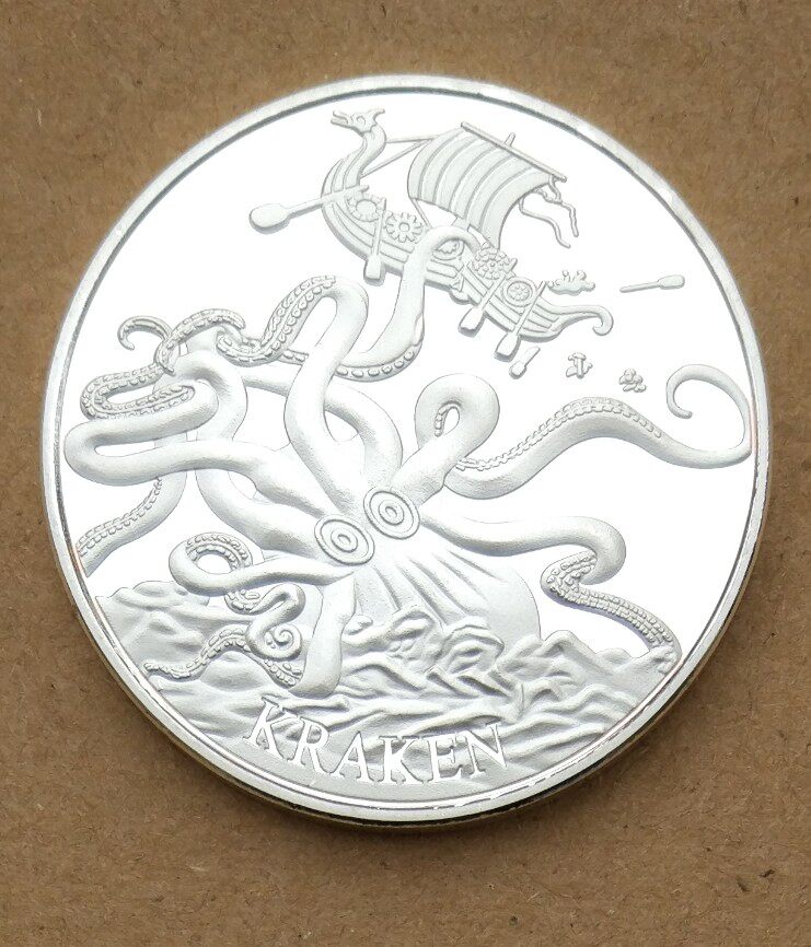 纪念章 镀银币 北海巨妖 挪威海怪纪念币 40mm 硬币欧洲钱币收藏