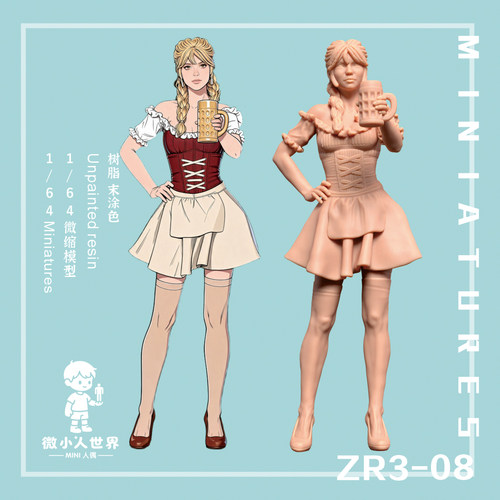 微小人ZR3-08  1/64或1/43比例人偶微缩树脂白模