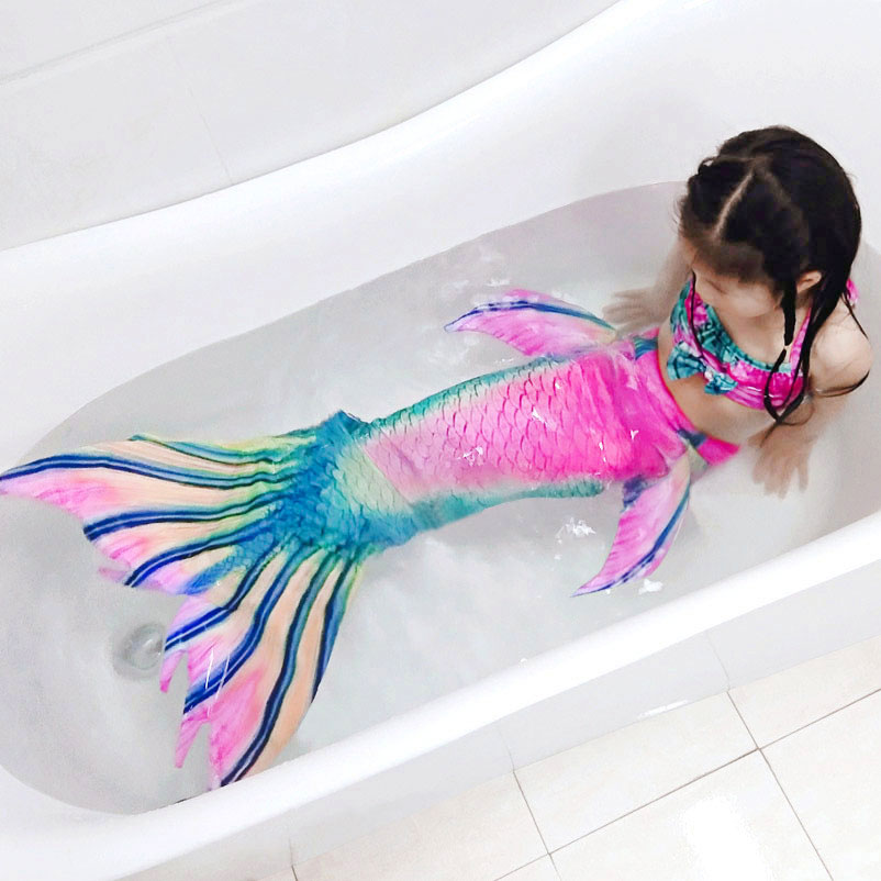 美人鱼衣服 儿童女童女孩小孩夏泳衣泳装服装游泳衣 潜水尾巴鱼尾