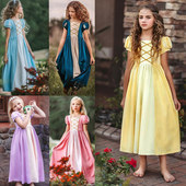 公主裙女童长款 白雪爱洛睡美人贝儿贝尔灰姑娘青蛙梅琳达长发公主